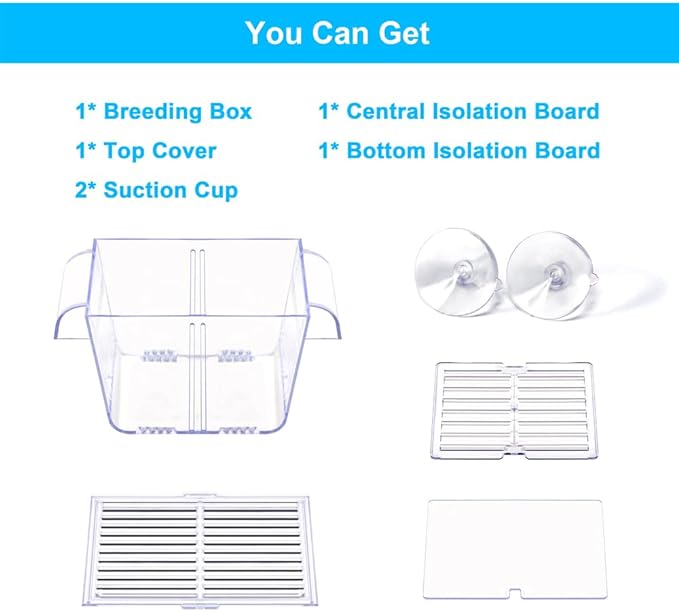 Fish Breeding Box Aquarium Holding Tank Transparent Fish Isolation Box Acclimation Hatchery Incubator Breeder Box for Baby Fish Betta Shrimp Clownfish Guppy Small