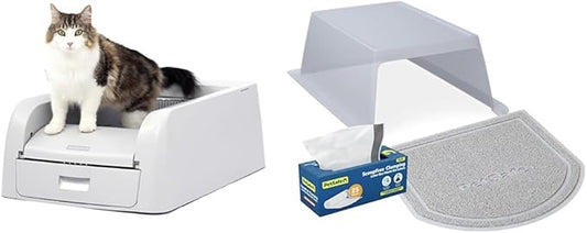 PetSafe ScoopFree Clumping Self-Cleaning Cat Litter Box – Superior Odor Control – For Single and Multi-Cat Households + Hood and Accessory Bundle – Includes Hood, Waste Bin Liners and Litter Mat