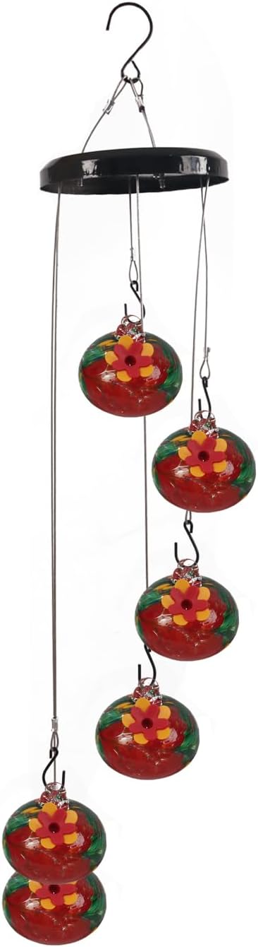 Charming Wind Chimes Hummingbird feeders for Outdoors Hanging ant and bee Proof Never Leak Perfect Garden Decor for Outside (JH-03)