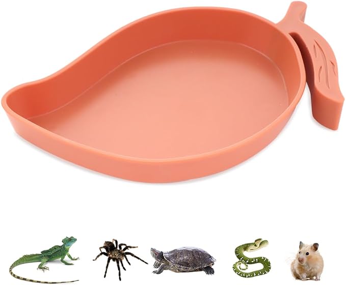 3 Pcs Reptile Food Dish Plastic Mango Shape Feeder Lizard Leaf Food Water Bowl for Tortoise Gecko Lizard Hermit Crab Snake Small Reptiles