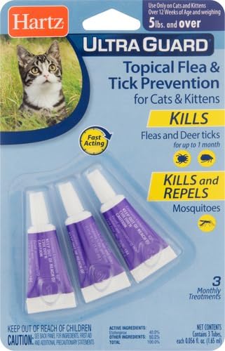 Hartz UltraGuard Topical Flea & Tick Prevention for Cats and Kittens - 3 Monthly Treatments (Pack of 2)