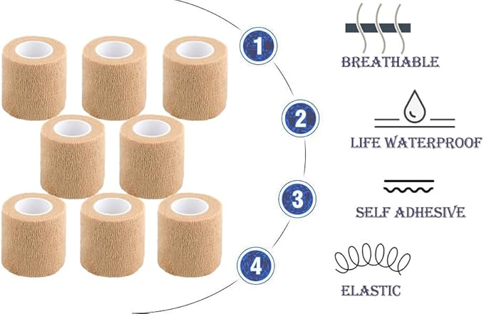 Self Adhesive Bandage Wrap,Vet Wrap for Dogs Breathable Flexible 5 Yards Stretchy 4 Inch Grip Adhesive Self Cohesive Adhering Adherent (Brown)