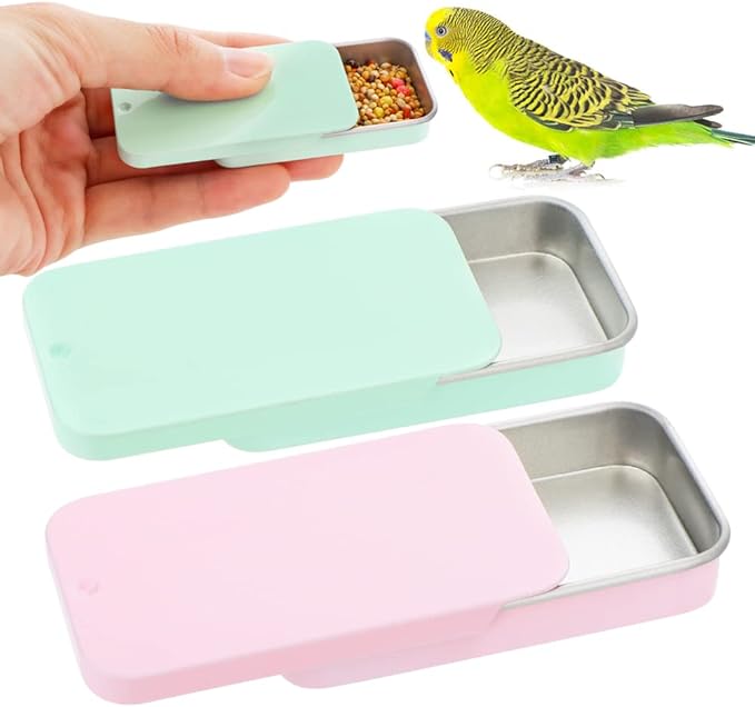 2 Pack Bird Training Food Jar Parrot Handheld Feeder Bird Interactive Educational Toy Feeder Cup (Pink and Green)