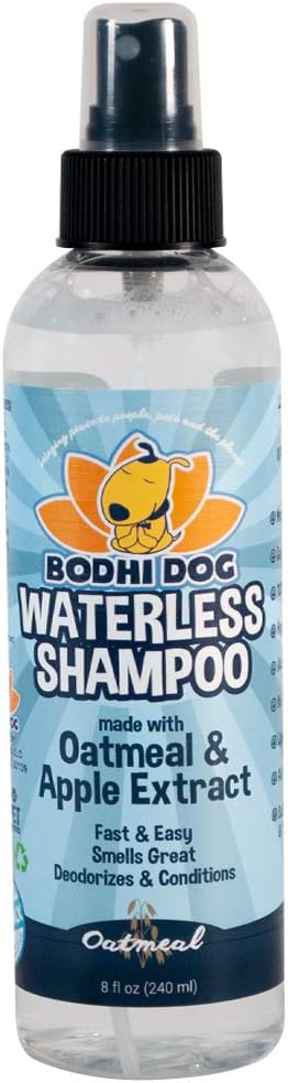 Bodhi Dog Shampoo Brush | Pet Shower & Bath Supplies for Cats & Dogs | Professional Quality Dog Grooming Bath Brush | Long & Short Hair Dog Scrubber (Waterless Shampoo+Brush Bundle, Aqua)