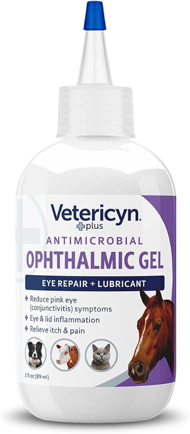 Vetericyn Plus Ophthalmic Eye Gel for Horses | Eye Ointment Alternative to Lubricate and Relieve Horse Eye Irritations, Safe for All Animals. 3 ounces