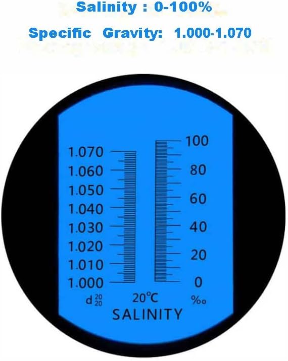 Professional Salinity Premium Refractometer for Seawater, Marine Fishkeeping Aquarium, Pools, and Tanks, 0-100 PPT Salinity Tester with Automatic Temperature Compensation (ATC)