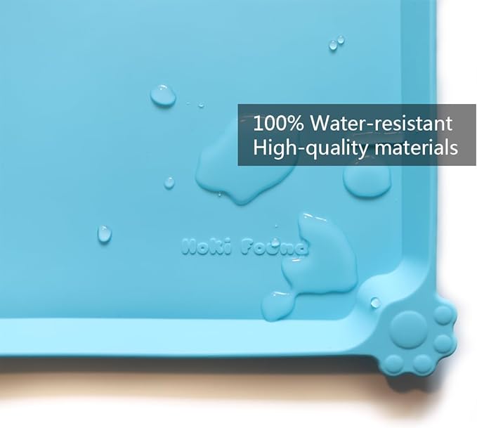 Hoki Found L Silicone Pet Food Mats Tray - Non slip Pet Dog Cat Bowl Mats Placemat - Dog Pet Cat Feeding Mat - Waterproof Dog Cat Food Mats -Pet Water Mats for Carpet -Arctic