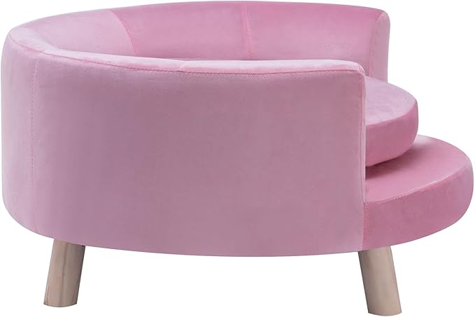 Critter Sitters 28-In. Elegant Pink Faux-Velvet Circular Pet Bed for Small to Medium-Sized Dogs and Cats, Stylish and Modern Dog Sofa, Comfortable and Easy to Clean Pet Sofa, Cushioned Dog Bed