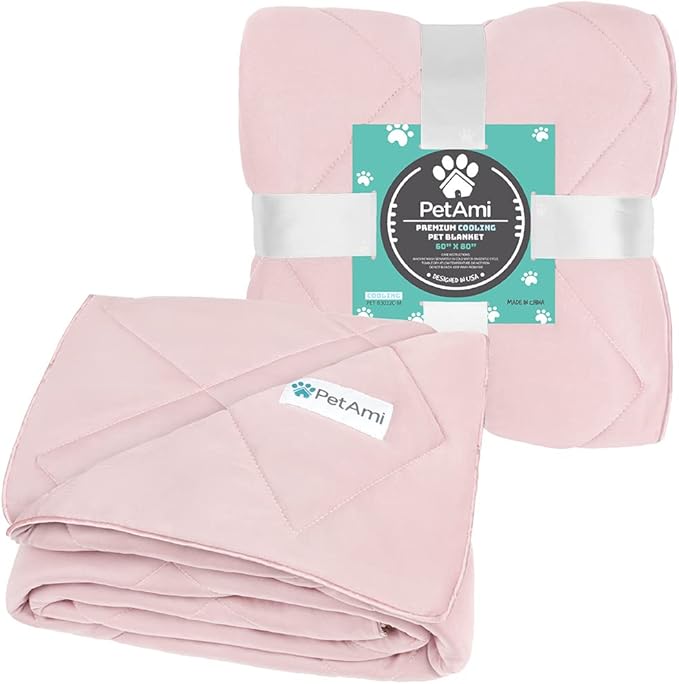 PetAmi Premium Cooling Dog Blanket | Lightweight Fluffy Pet Throw Blanket Bed Cover for Dogs, Cat, Puppies | Pet Blanket Furniture Protector Couch Sofa | Reversible Fuzzy Cozy | 90x90, Pink