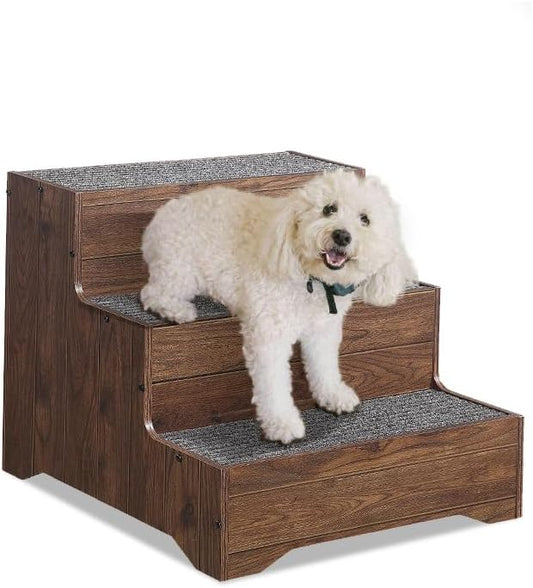 beeNbkks Furniture Style Dog Stairs, Pet Steps for Small Dogs and Cats, Wooden Non-Slip Pet Ladder for Elderly Injured Pets Short Legged Puppy to Reach Couch Sofa High Bed Windowsill