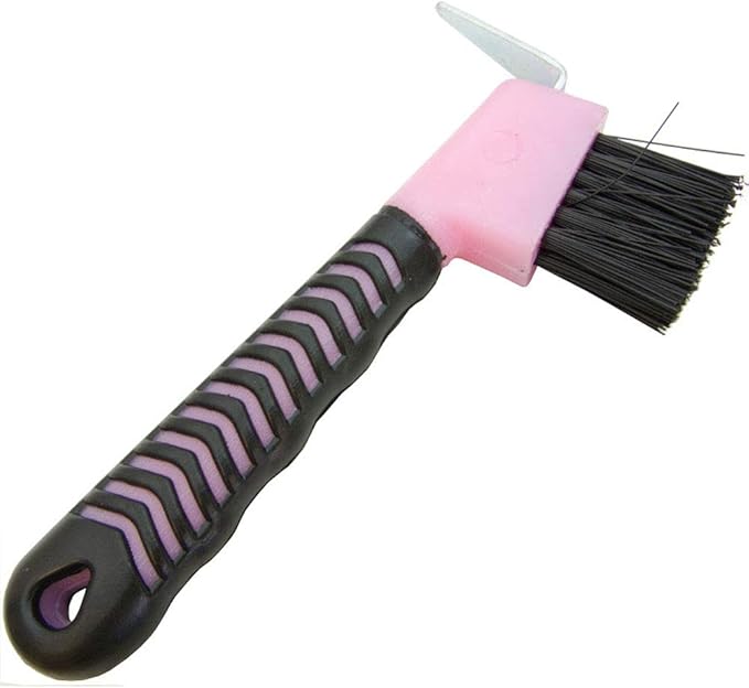 Rubber Handle Hoof Pick w/Brush for Horses, Hoof Pick for Easy Horse Hoof Cleaning, Horse Grooming Supplies