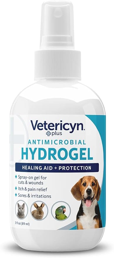 Vetericyn Plus Dog Wound Care Hydrogel Spray | Healing Aid and Wound Protectant, Sprayable Gel to Relieve Dog Itchy Skin, Safe for All Animals. 3 Ounces