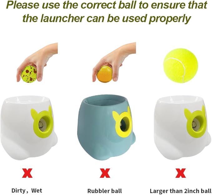 BESTHLS Automatic Ball Launcher for Dogs Interactive Tennis Ball Thrower Machine for Small Medium Dogs Fetching Distance 10-30ft, 6pc Balls Included (White2, with Remote)