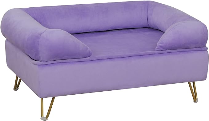 Dog Sofas and Chairs for Small Breeds,Dog Couch for Small Pet,Cat Sofa Chair with Soft Velvet Fabric,Wooden Frame Cat Bed,Pet Sofa Bed for Small Dog Rest Using,PURPLE
