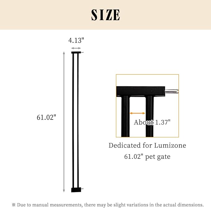 Extra Tall Pet Gate 55.12" High Pressure Mounted 4.13" Wide Extension kit 1.37" Gap (4.13", Black)