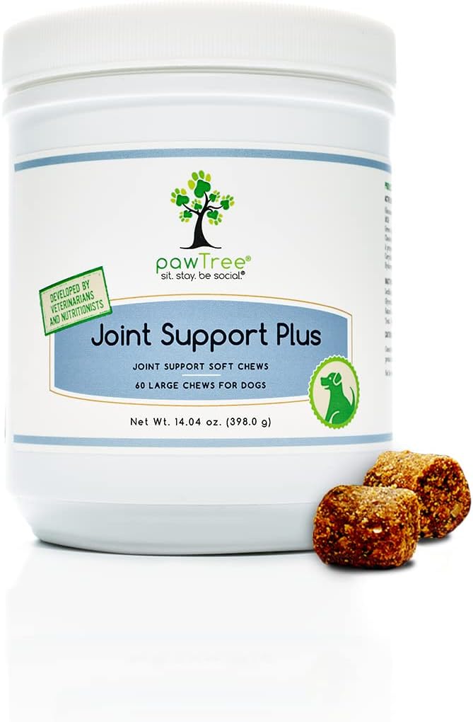 pawTree Joint & Hip Support Supplement for Dogs with Glucosamine, Chondroitin, MSM, Tumeric & Green Lipped Mussels - Vitamins, Supplements & Health Essentials - All-Natural Mobility Soft Chews