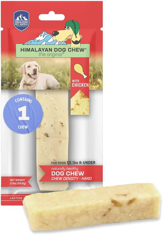Himalayan Dog Chew Premium Yak Cheese Himalayan Dog Chews, Chicken, 1 Large Treat, 3.3 oz, Dog Treats Large Breed, All Natural, Long Lasting Dog Chews for Aggressive Chewers, Dogs Under 55 lbs