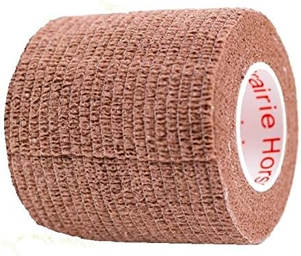 2 Inch Vet Wrap Tape Bulk (Brown) (Pack of 6) Self Adhesive Adherent Adhering Flex Bandage Grip Roll for Dog Cat Pet Horse