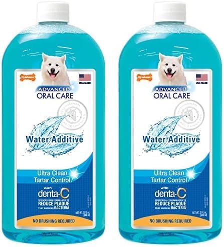 Nylabone Advanced Oral Care Dog Water Additive for Dental Care - Liquid Tartar Remover - Dog Breath Freshener & Teeth-Cleaning Liquid (32 oz.) (Pack of 2)