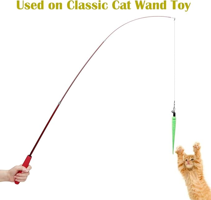 10PCS Cat Worm Toy for Cats, Cat Wand Toy Accessories, Cat Feather Toy Attachments Replacements, and 1PC Black String for Cat Fishing Pole Toy, Assorted Worm Cat Toy Teaser for Indoor Cats Kitten