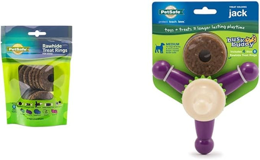 PetSafe Treat Rings for Busy Buddy Dog Toys - Easy to Digest - Interactive Toy Refills for Aggressive Chewers & Anxiety - 16 Rings - Size B - Original & Busy Buddy Jack Medium