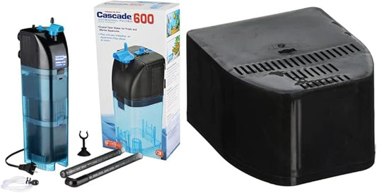 Penn-Plax Cascade 600 Fully Submersible Internal Filter + Replacement Carbon Cartridges for Aquariums