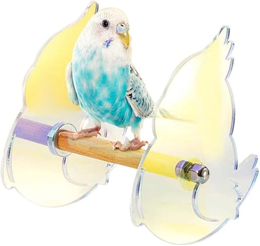 DONGKER Bird Cage Perch,Acrylic Parrot Wooden Stand Bird Cage Accessories for Parrots Cockatiels Conures Birds