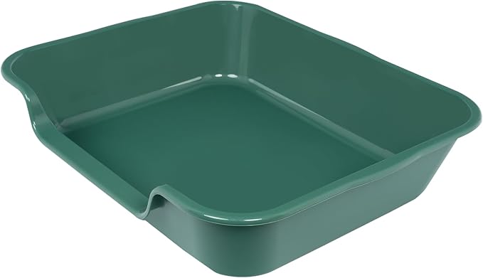 2 Pack Extra Large Dog Litter Box Pan Tray (ABS Material), Low Entry Jumbo Senior Litter Boxes for Multiple Kitten Big Cats, Pet Safe Indoor Dog Potty (Green, 24" L x 20" W)