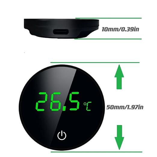 Aquarium Thermometer, Aquarium Thermometer LED Touch Display, High Precision, Rechargeable