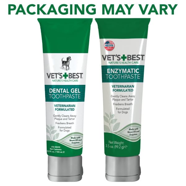 Vet's Best Dog Toothbrush & Toothpaste Kit - Natural Ingredients Reduce Plaque, Whiten Teeth, Freshen Breath