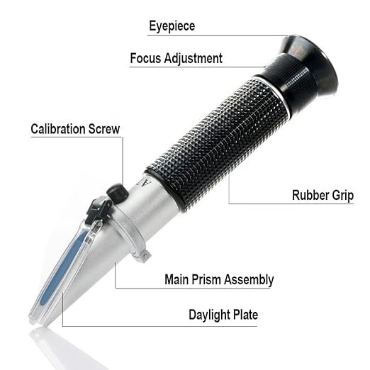 Water Salinity Refractometer, Dual Scales Hydrometer: Specific Gravity 1.000-1.070 & PPT 0-100 (1‰ = 1ppt = 1000 ppm), Handheld Seawater Tester for Aquarium, Marine Fish-Keeping, Pool Tank