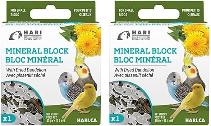 Hari Mineral Block for Birds with Dried Dandelion, Calcium Supplement Bird Treat (82198) (Pack of 2)