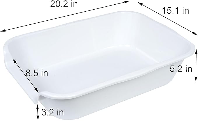 1 Pack Extra Large Dog Litter Box Pan Tray (ABS Material), Low Entry Jumbo Senior Litter Boxes for Multiple Kitten Big Cats, Pet Safe Indoor Dog Potty (White, 20" L x 15" W)