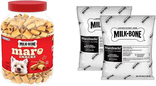 Milk-Bone MaroSnacks Dog Treats Bundle: 40 Ounce Canister + 2 Refill Packs