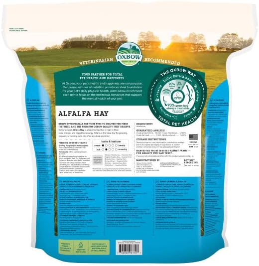 Oxbow Animal Health Alfalfa Hay - All Natural Hay for Young, Pregnant, or Nursing Small Pets - 40 oz.