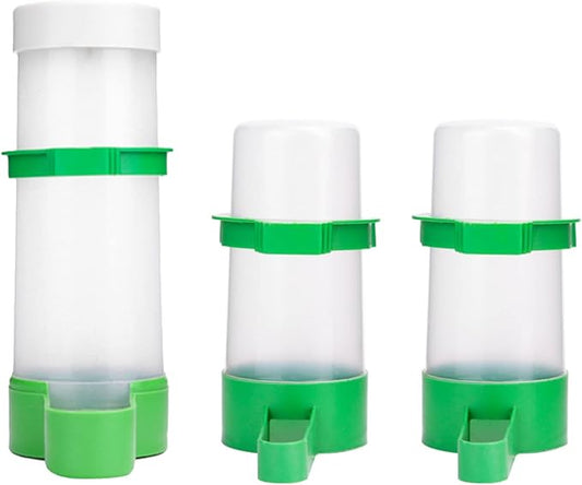 Bird Feeder, Bird Water Dispenser for Cage, XISTEST 2PCS Automatic Bird Water Feeder with 1PCS Food Feeder for Cage Pet Parrot Budgie Lovebirds Cockatiel Automatic Bird Feeder (2pcs 60ml + 1pcs 150ml)