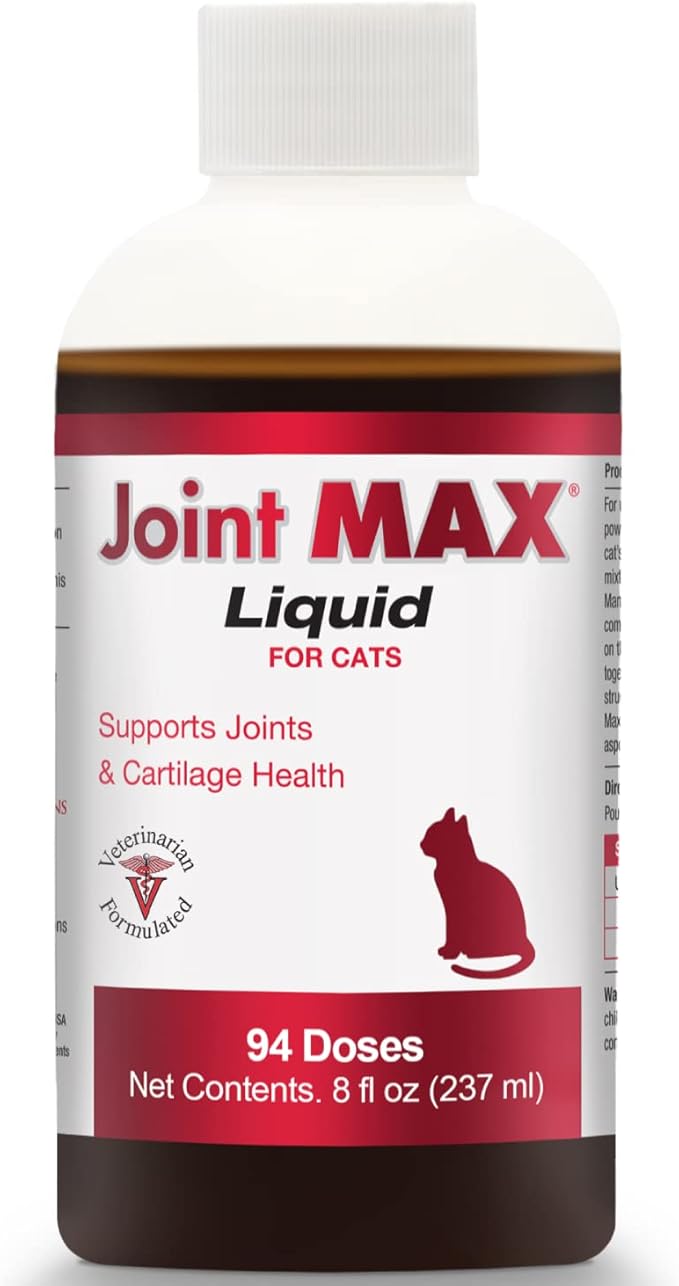 Joint MAX Liquid for Cats - Vitamins, Minerals, Antioxidants - Glucosamine, Chondroitin - Supports Joints and Cartilage Health, Chicken Flavor - Veterinarian Formulated - 8 fl oz