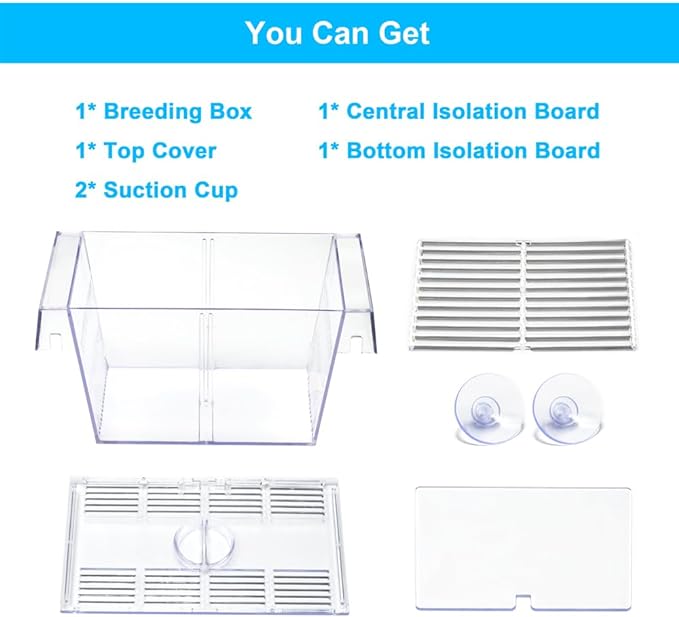 Fish Breeding Box Aquarium Holding Tank Transparent Fish Isolation Box Acclimation Hatchery Incubator Breeder Box for Baby Fish Betta Shrimp Clownfish Guppy