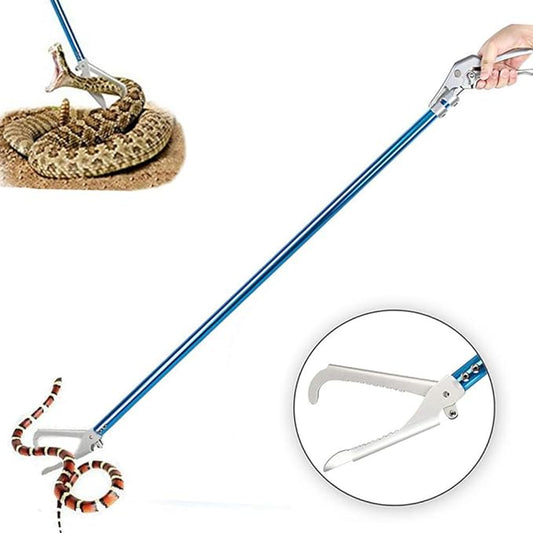 60inch Snake Tong Reptile Grabber Rattle Snake Catcher Professional Aluminum Alloy Wide Jaw Handling Tool with Lock and Comfortable Grip Handle (Include Snake Bagging)