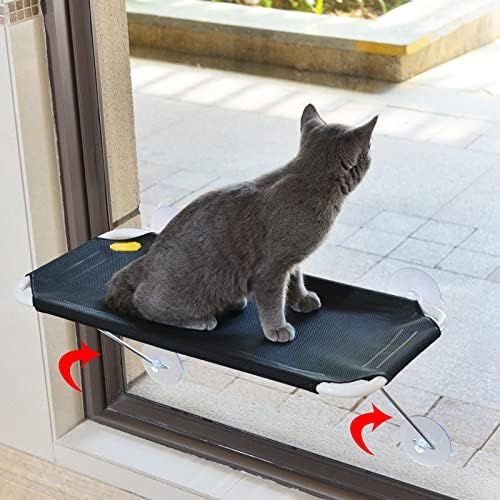 Cat Window Perch, Cozy Cat Window Hammock for Sunbathing Experience, Give Your Cat The Best Seat in The House with a Cat Window Bed - The Best Cat Perch for Your Furry Friend (L, Black)