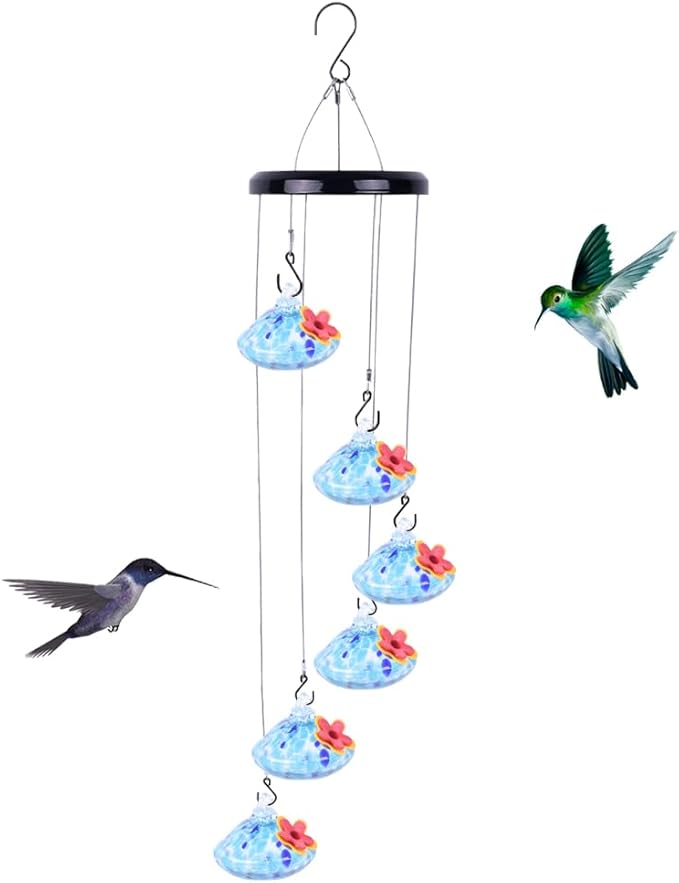 Charming Wind Chimes Hummingbird feeders for Outdoors Hanging ant and bee Proof Never Leak Perfect Garden Decor for Outside (SD-06)