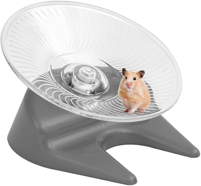 Hamster Wheel Saucer Silent Spinner/Quiet Exercise Flying Runner for Dwarf Hamster/Gerbil Rat/Hermit Crab Small Cage