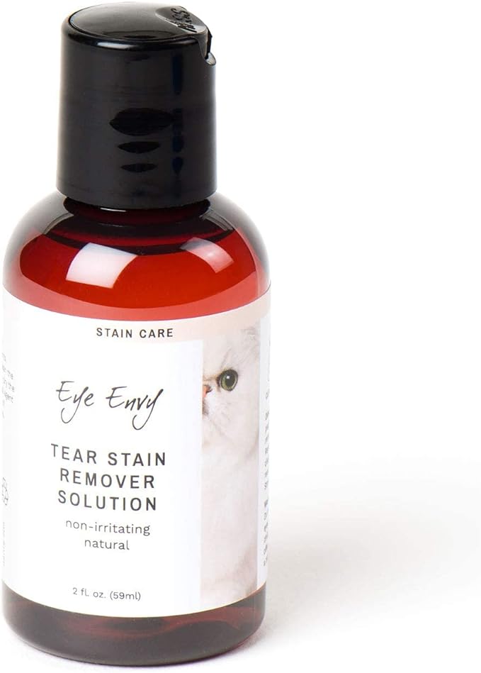 Eye Envy Tear Stain Remover Solution for Cats|100% Natural and Safe|Recommended by Breeders/vets/cat fanciers/Groomers|Contains colloidal Silver|Remove Stains from Fur on Persians and Exotics (2oz)