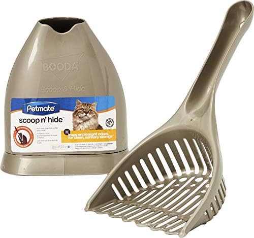 Petmate Scoop N' Hide Cat Litter Scoop with Discreet Litter Scoop Holder, Brushed Nickel