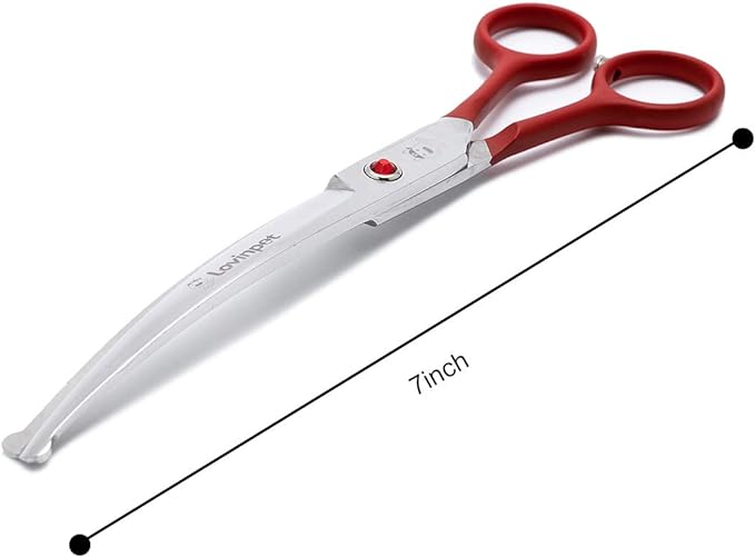 LovinPet Pet 7" Curved Scissor Right/Left-Handed Pet Round-Tip Grooming Stainless 6CR Steel Safety trimming shears for Dogs and Cats (Easy use Curved Scissor)