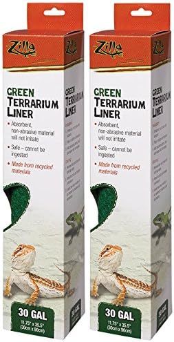 (2 Pack) Zilla Reptile Terrarium Bedding Substrate Liner, Green - 30 Gallon