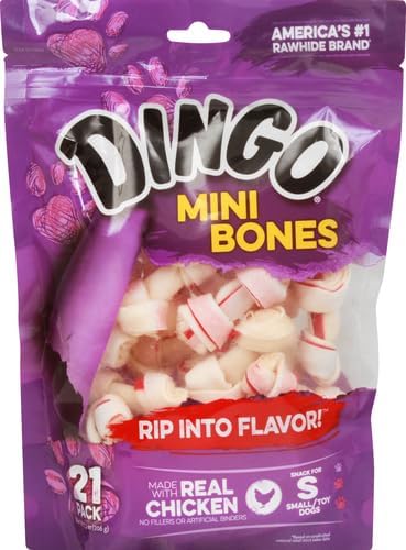 Dingo 156096 Mini Bones for Dogs, Small, Beige,21 Count (Pack of 1)
