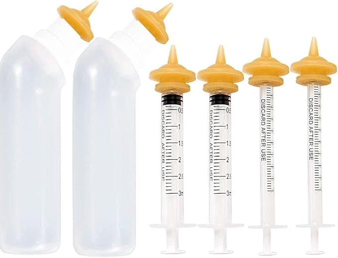 zhixing Pet Feeding Silicone Nipple with Bottle and Syringes for Puppy Dog Cat or Other Pets（Model 1）