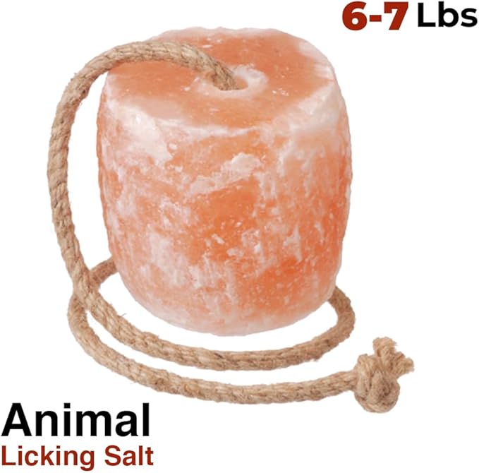 Himalayan Salt Lick for Horses - Deer Cows, Goats & Cattles on Rope | 6 Lbs Himalayan Licking Salt Block Packed with Minerals for Animals | Pack of 2 Salt Licks