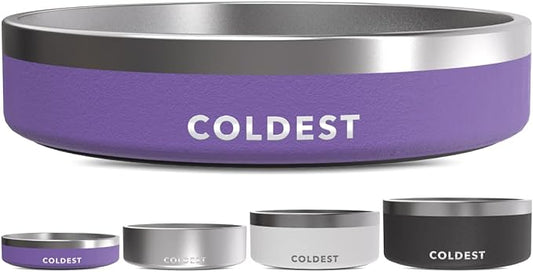 Coldest Dog Bowl - Anti Rust Metal & Non Slip Dog Bowls Large, Spill Proof Heavy Duty 3 Layers Insulated Dog Bowl - Food and Water Bowl for Dogs, Cats & Pets, Dishwasher Safe (21 oz, Galaxy Purple)